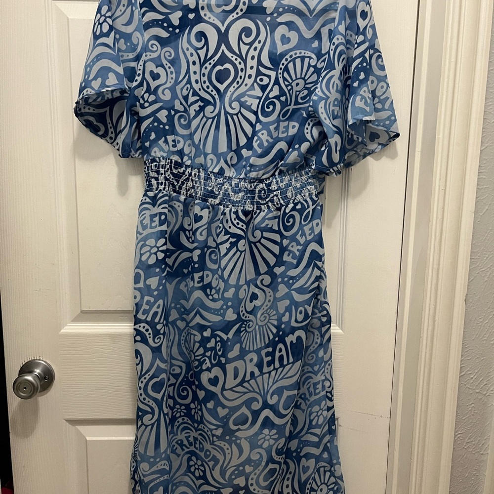Blue Graphic Print Dress